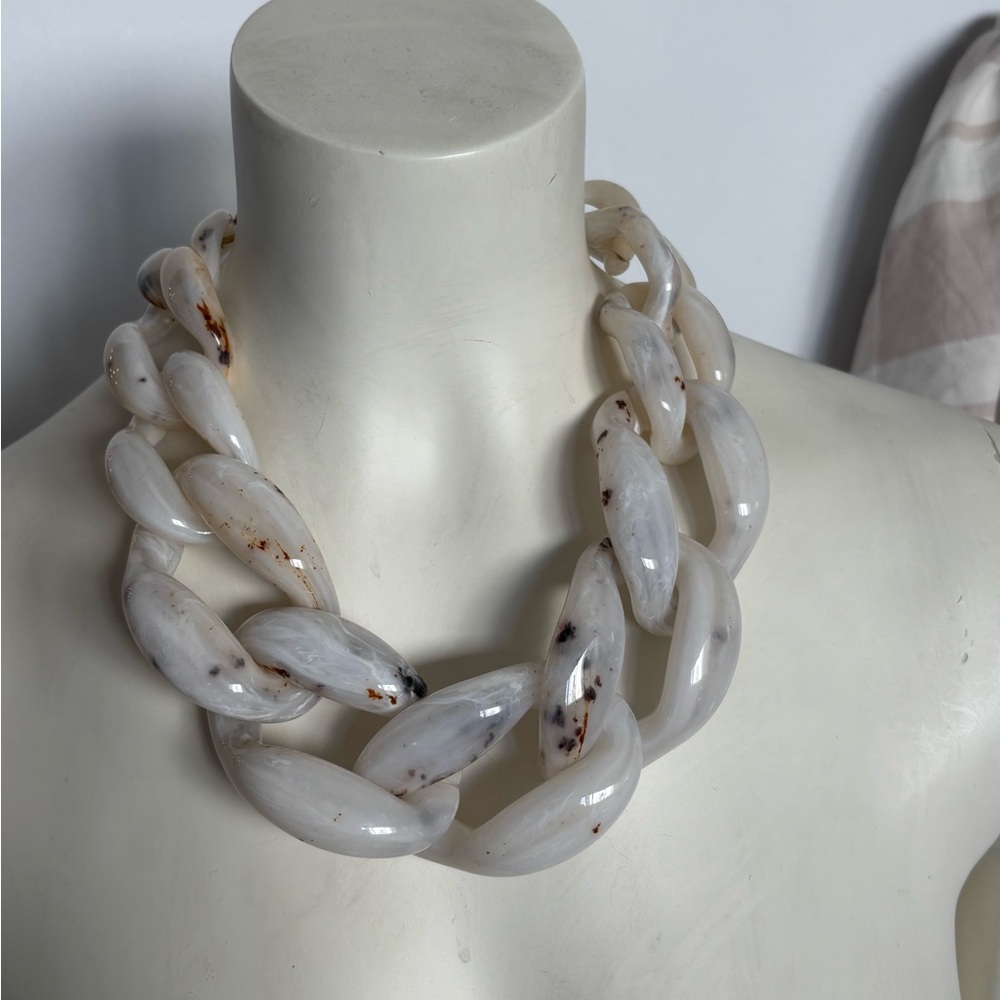 Diana Broussard White and Brown Necklace with Organic Design